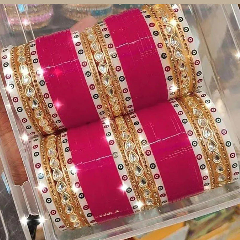 Pooja Bangles Gold Plated Kundan Acrylic Bangles Set