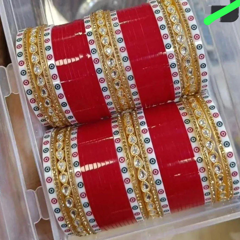 Pooja Bangles Gold Plated Kundan Acrylic Bangles Set