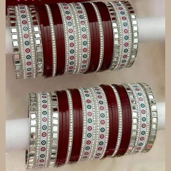 Pooja Bangles Silver Plated Mirror Acrylic Bangles Set