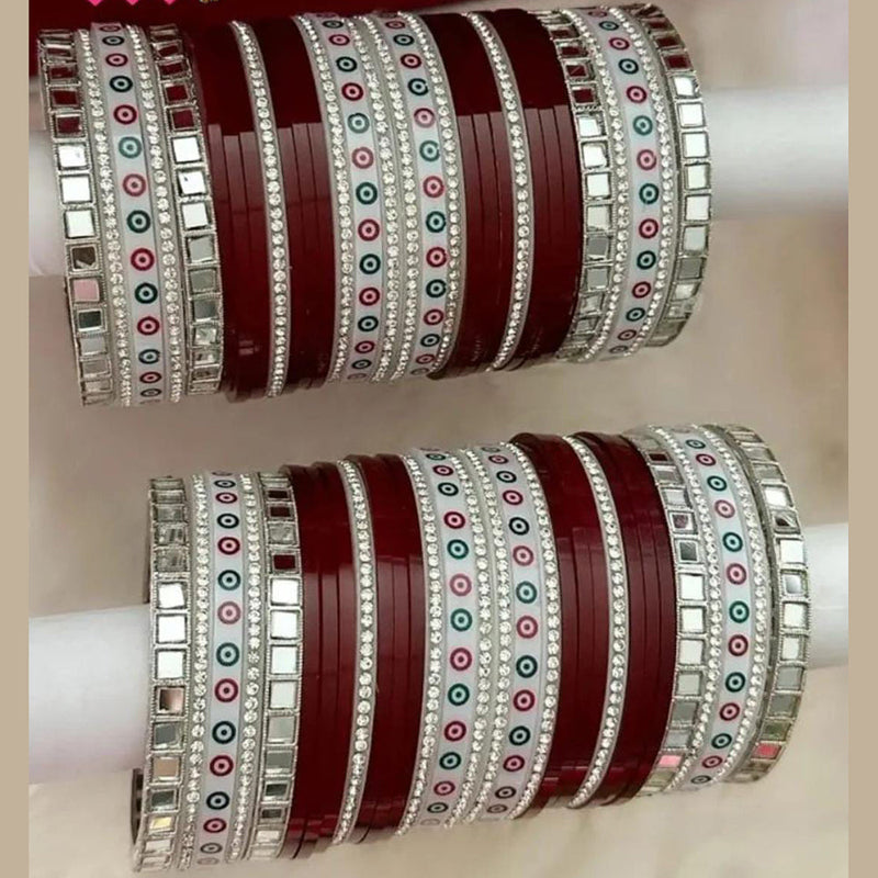 Pooja Bangles Silver Plated Mirror Acrylic Bangles Set