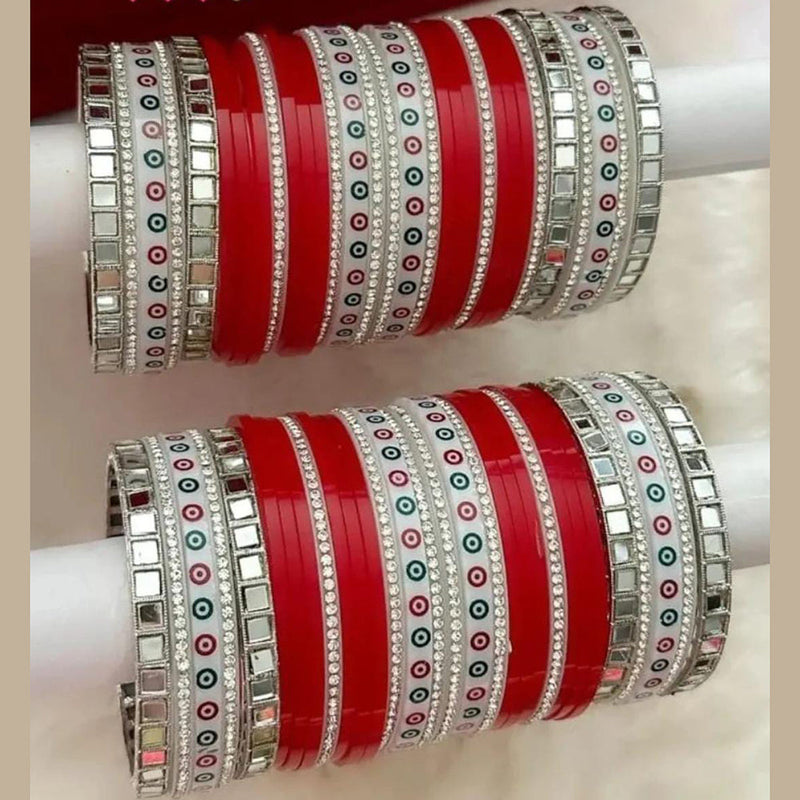 Pooja Bangles Silver Plated Mirror Acrylic Bangles Set