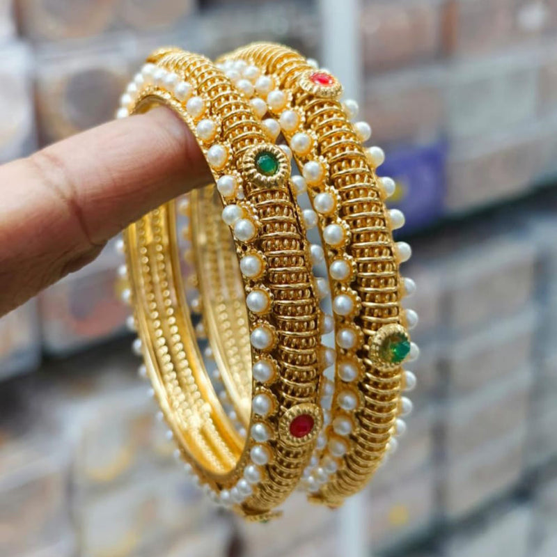 Pooja Bangles Gold Plated Pearl Bangles Set