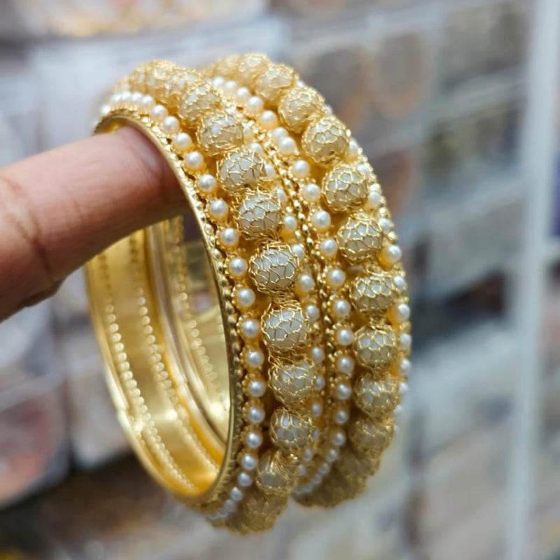 Pooja Bangles Gold Plated Pearl Bangles Set