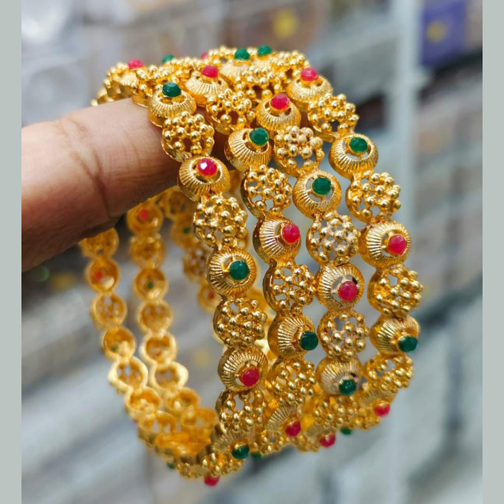 Pooja Bangles Gold Plated Pota Stone Bangles Set