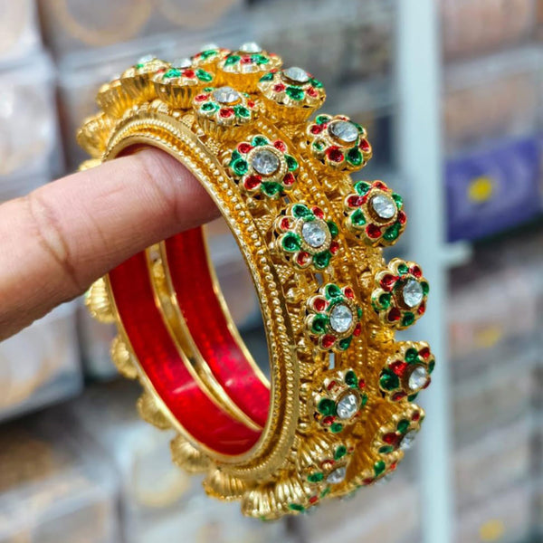 Pooja Bangles Gold Plated Austrian Stone Bangles Set