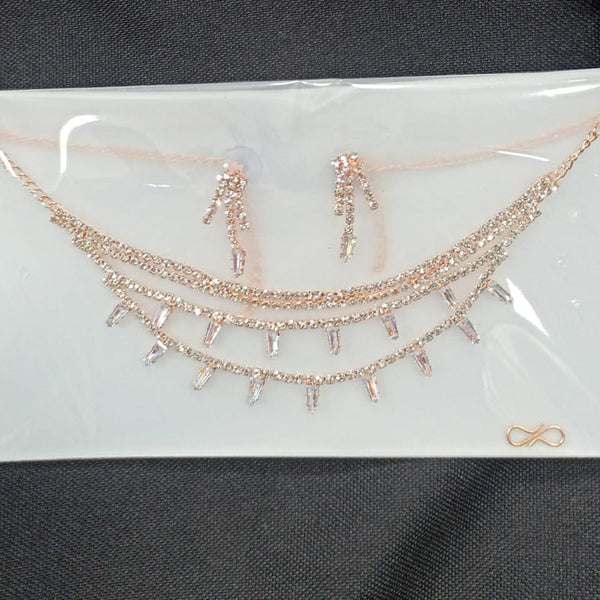 Pooja Bangles Rose Gold Plated Austrian Stone Necklace Set
