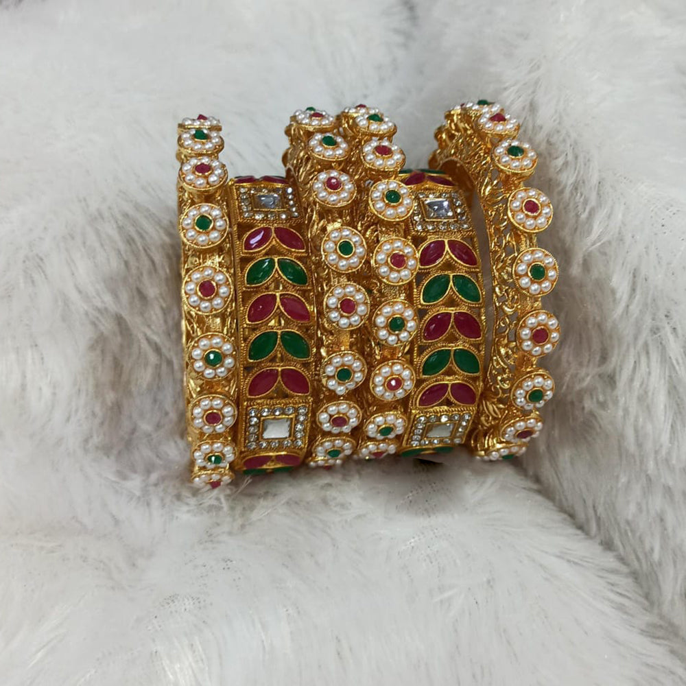 Pooja Bangles Gold Plated Pota And Pearl Bangles Set – JewelEMarket