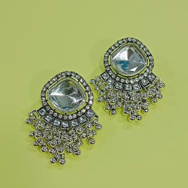 Pooja Bangles Silver Plated Crystal Stone Dangler Earrings