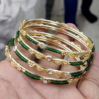 Pooja Bangles Gold  Plated Pearl Bangle Set