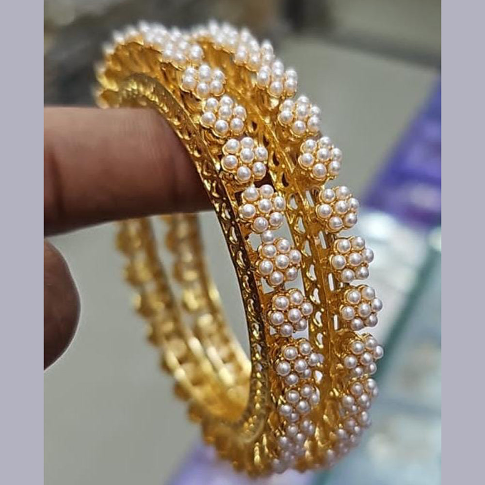 Pooja Bangles Gold  Plated Pearl Bangle Set