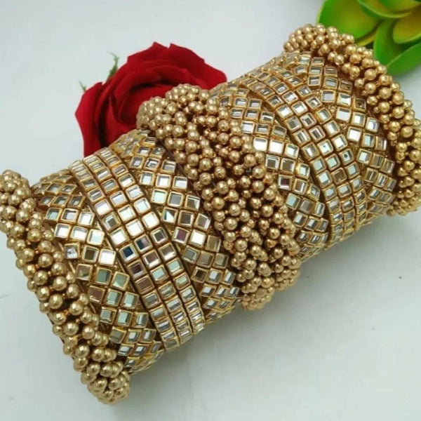 Pooja Bangles Gold Plated Mirror Bangles Set