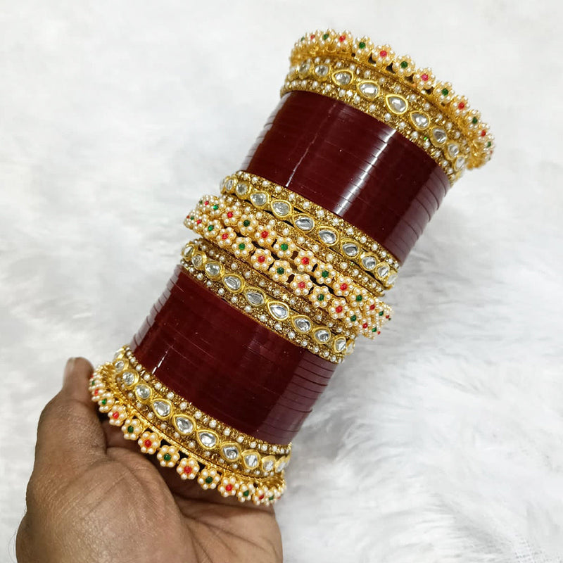 Pooja Bangles Gold  Plated Pearl Bangle Set