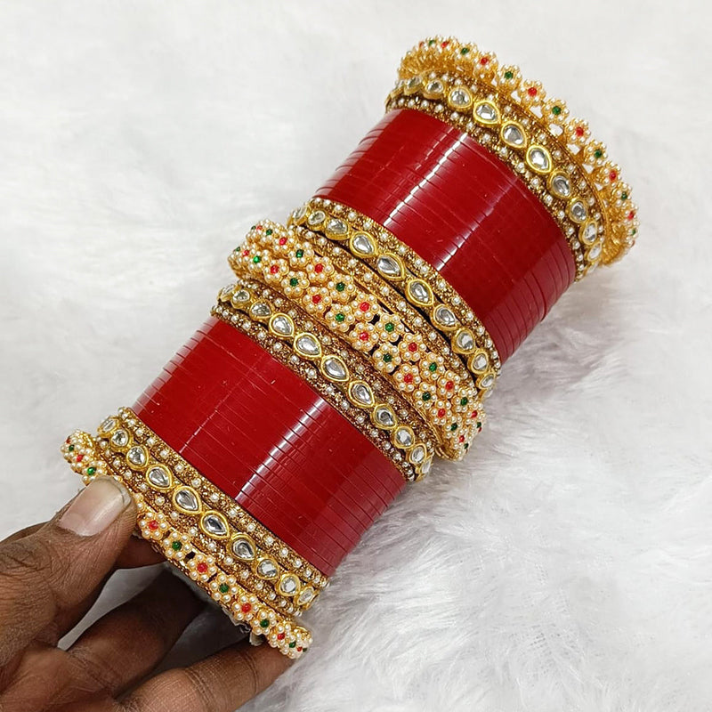 Pooja Bangles Gold  Plated Pearl Bangle Set