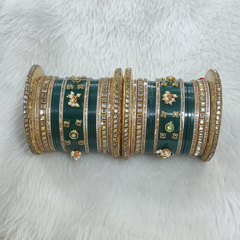 Pooja Bangles Gold Plated Mirror Bangles Set