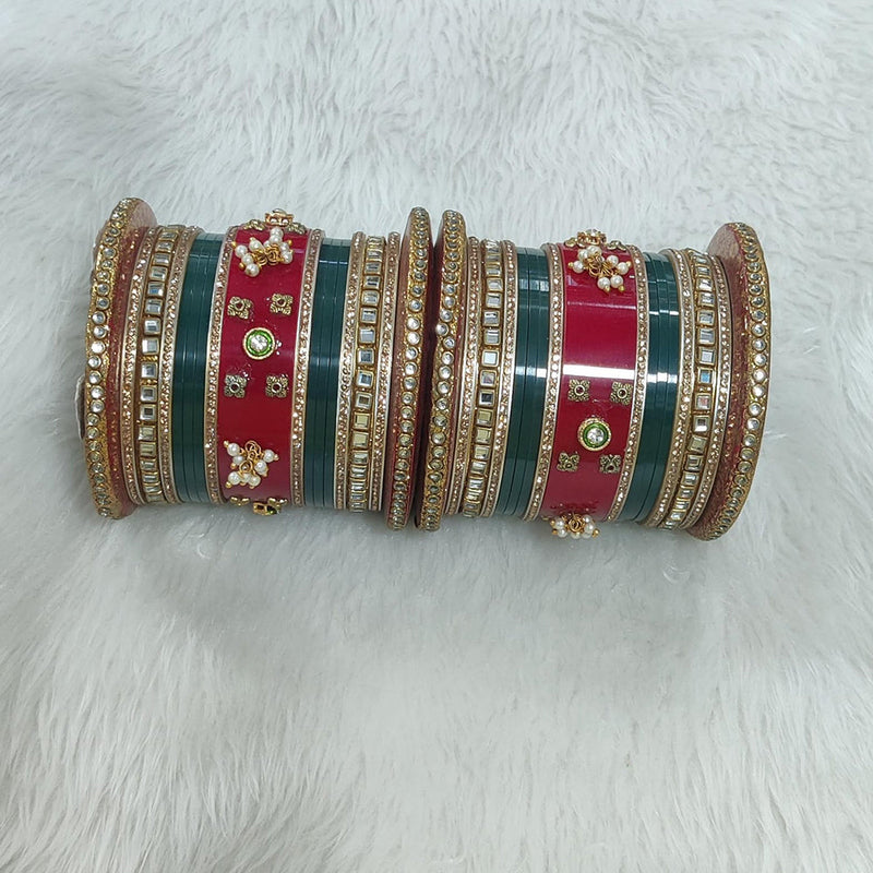 Pooja Bangles Gold Plated Mirror Bangles Set