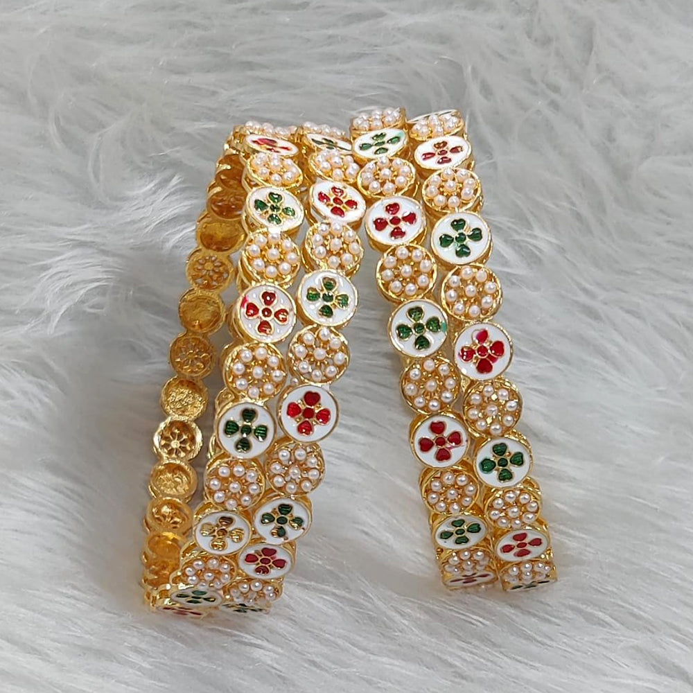 Pooja Bangles Meenakari And Pearl Bangles Set