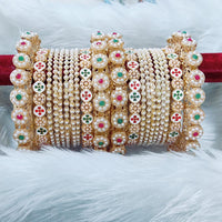 Pooja Bangles Meenakari And Pearl Bangles Set