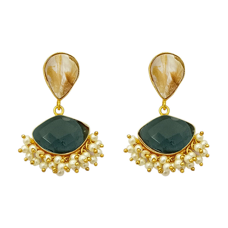 Bhavi Jewels Gold Plated Crystal Dangler Earrings