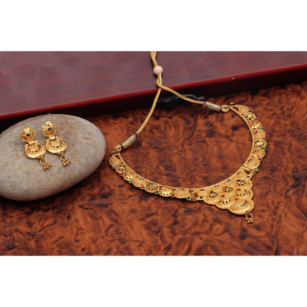 Bhavi Jewels Gold Plated Pota Stone Long Necklace Set