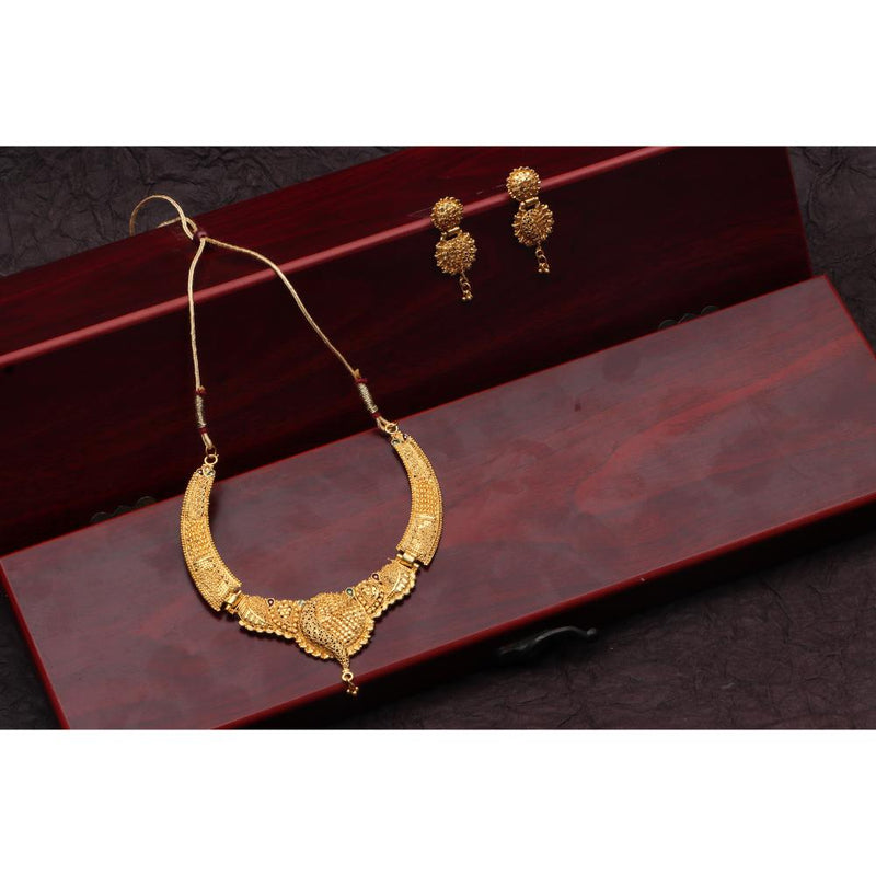 Bhavi Jewels Gold Plated Pota Stone Long Necklace Set