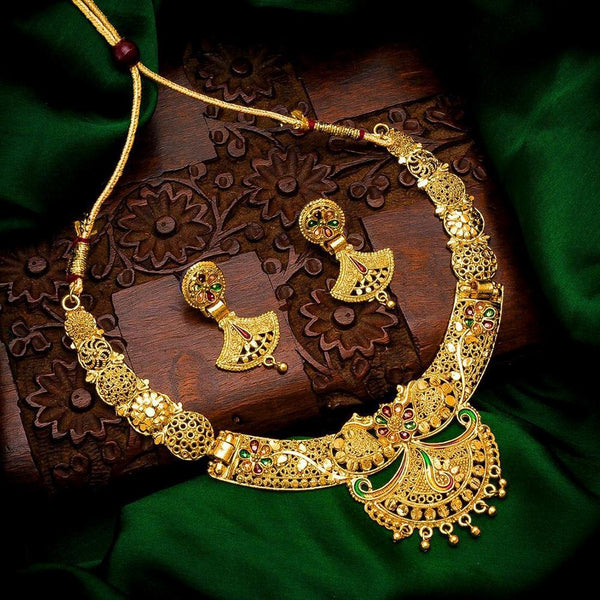 Bhavi Jewels Gold  Plated Meenakari Necklace Set