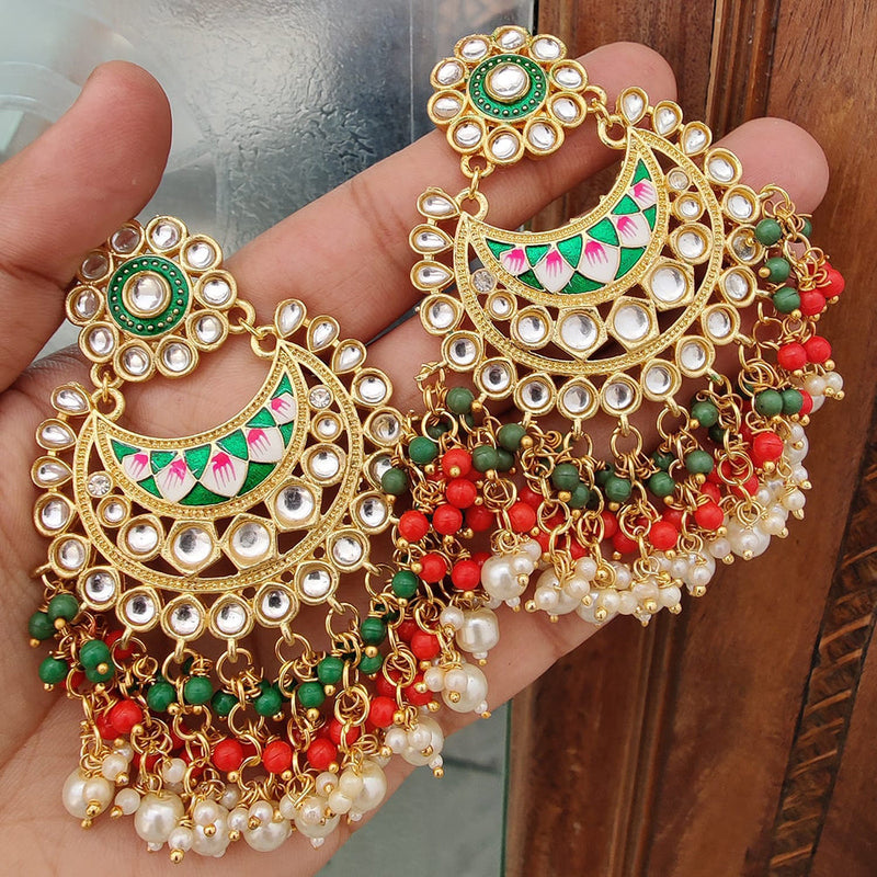 Hira Collections Kundan And Meenakari Dangler Earrings