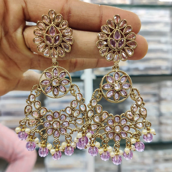 Hira Collections Gold Plated Crystal Stone Dangler Earrings