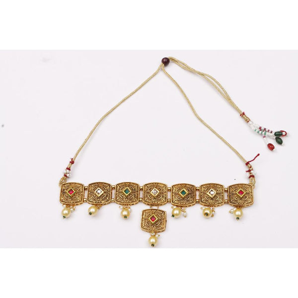 Bhavi Jewels Gold Plated Pota Stone Choker Necklace Set