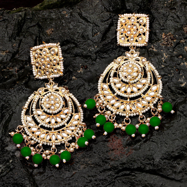 Bhavi Jewels Gold Plated Kundan Dangler Earrings