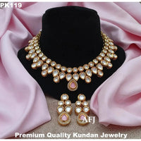 Heera Jewellers Gold Plated Kundan Stone Necklace Set