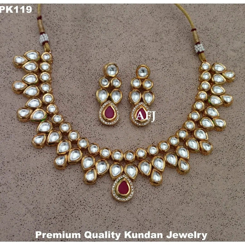 Heera Jewellers Gold Plated Kundan Stone Necklace Set