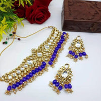 Heera Jewellers Gold Plated Kundan Stone Necklace Set