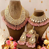 Heera Jewellers Gold Plated Kundan Stone & Beads Bridal Set