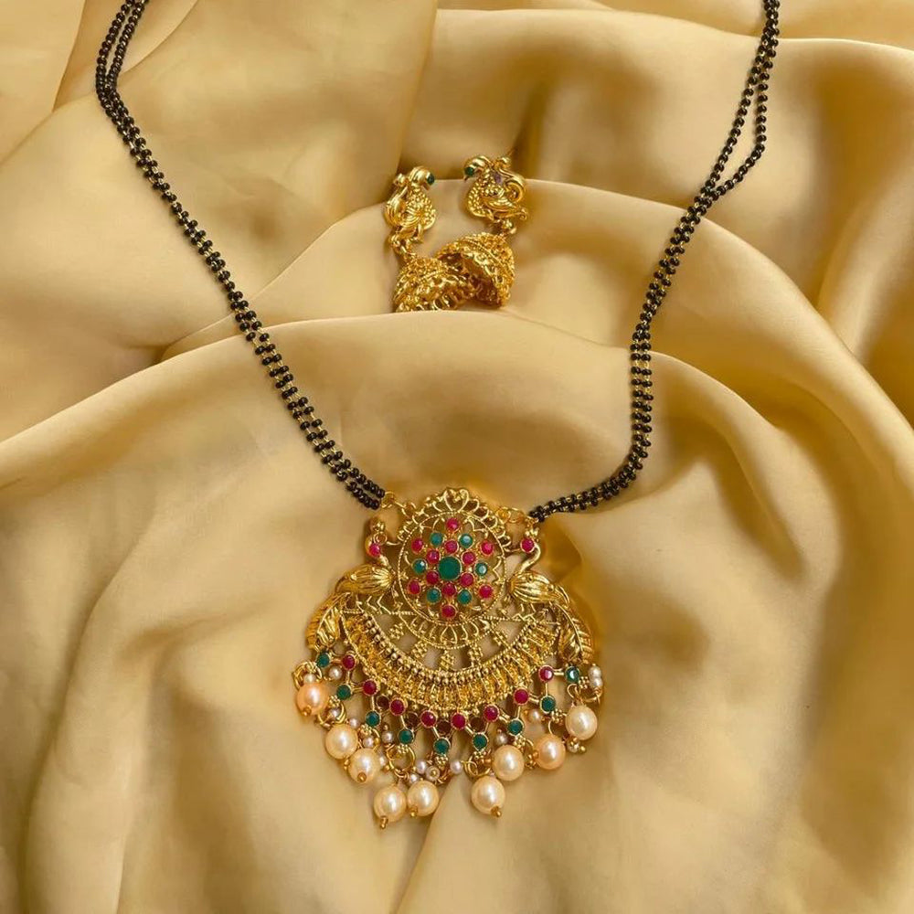 Heera Jewellers Gold Plated Pota Stone Mangalsutra Set