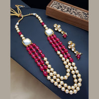 Heera Jewellers Gold Plated Kundan Stone & Beads Long Necklace Set