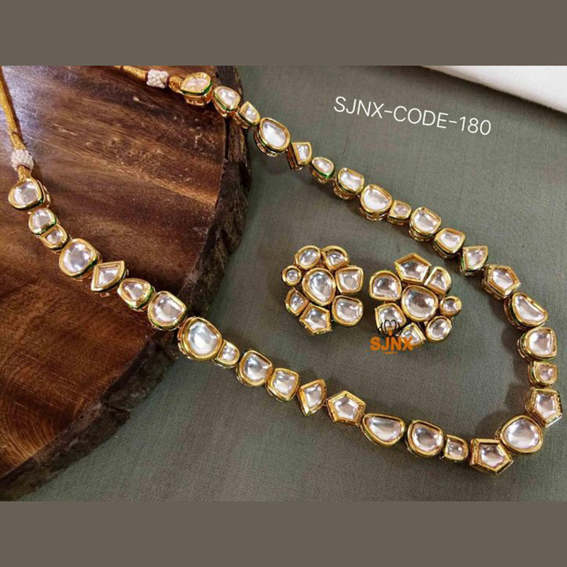 Heera Jewellers Gold Plated Kundan Stone Haram Necklace Set