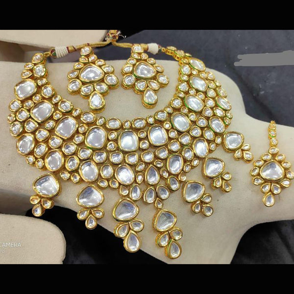 Heera Jewellers Gold Plated Kundan Stone Choker Necklace Set