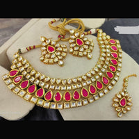 Heera Jewellers Gold Plated Kundan Stone Choker Necklace Set