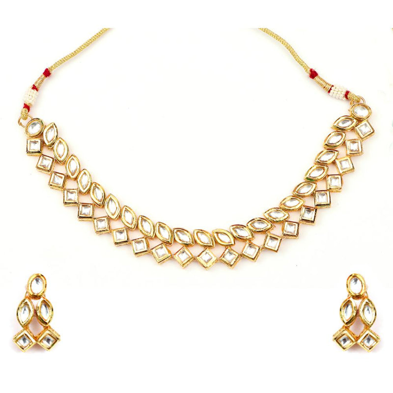 Bhavi Jewels Gold Plated Kundan Stone Necklace Set