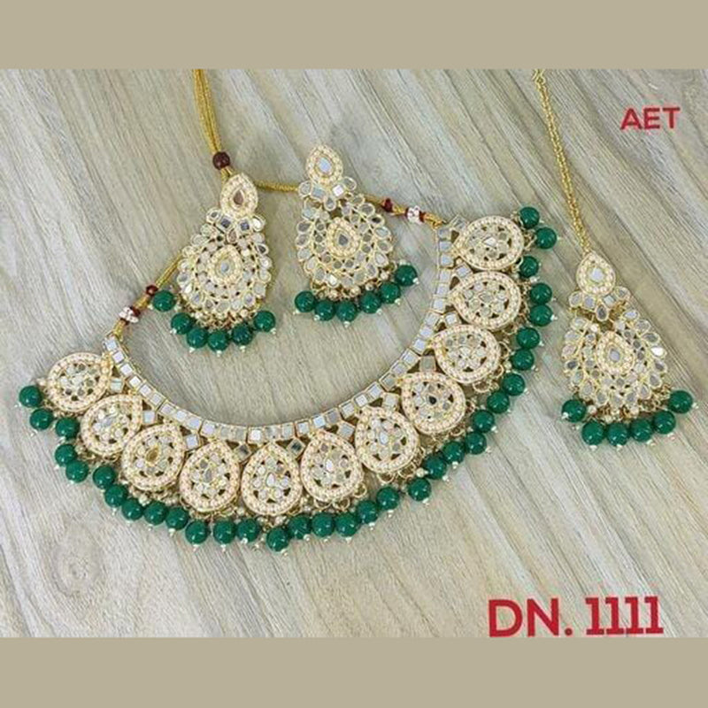 Bhavi Jewels Oxidised Plated Mirror Necklace Set