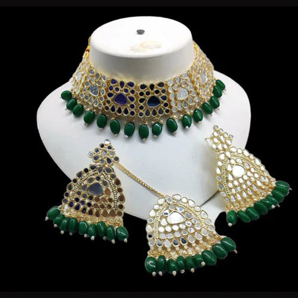 Bhavi Jewels Gold Plated Mirror Choker Necklace Set