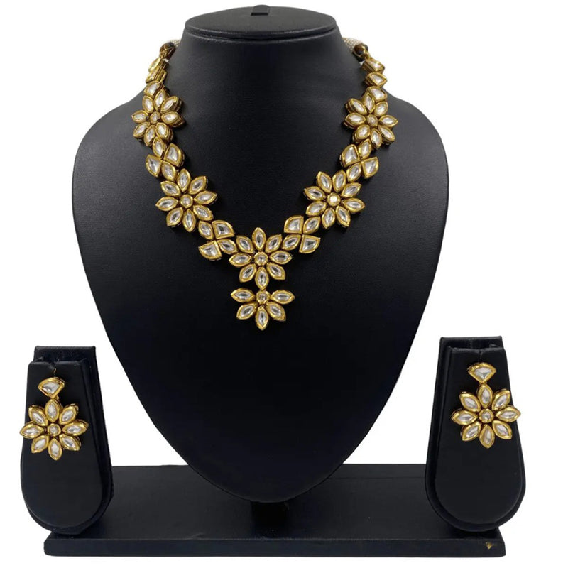 Heera Jewellers Gold Plated Kundan Stone Necklace Set