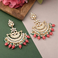 Heera Jewellers Gold Plated Kundan & Beads Dangler Earrings