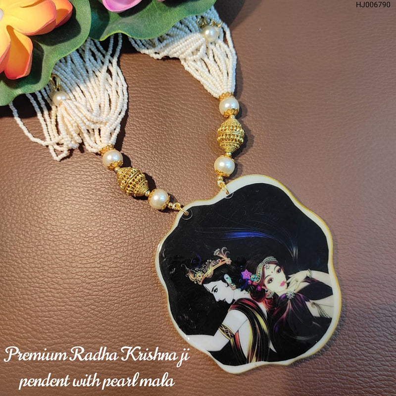 Heera Jewellers Gold Plated Radha krishna Pendant With Pearl Mala