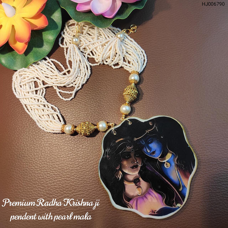 Heera Jewellers Gold Plated Radha krishna Pendant With Pearl Mala