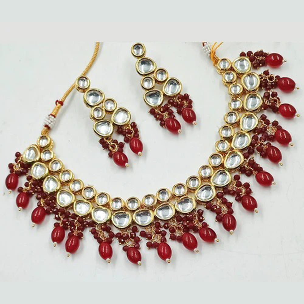 Heera Jewellers Gold Plated Kundan Stone Choker Necklace Set