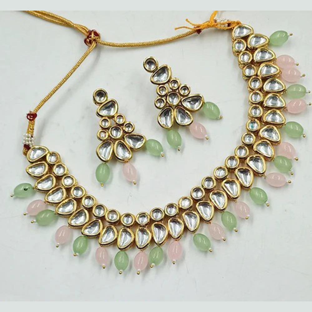 Heera Jewellers Gold Plated Kundan Stone Choker Necklace Set