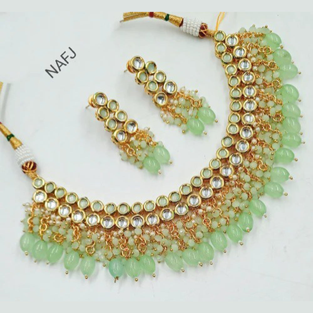 Heera Jewellers Gold Plated Kundan Stone Choker Necklace Set