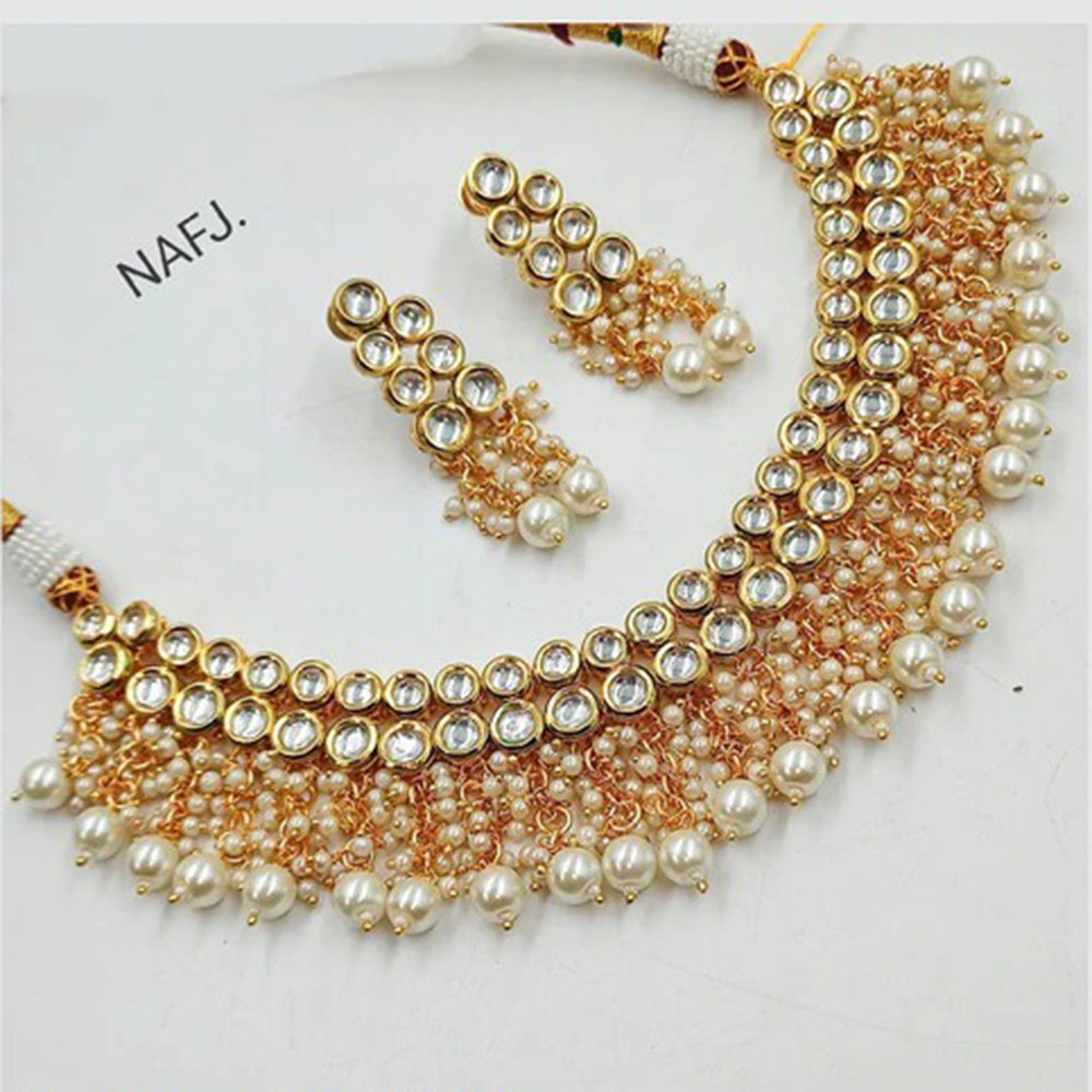 Heera Jewellers Gold Plated Kundan Stone Choker Necklace Set