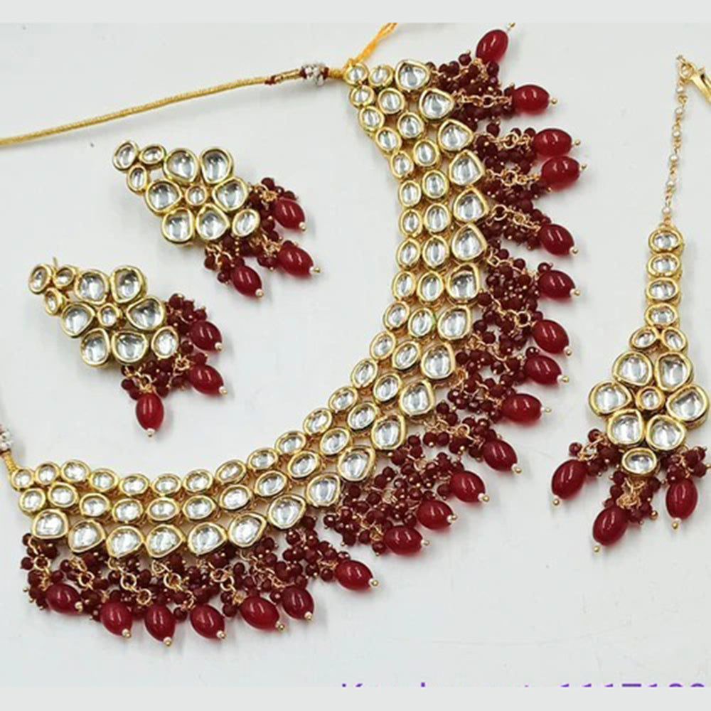 Heera Jewellers Gold Plated Kundan Stone Choker Necklace Set